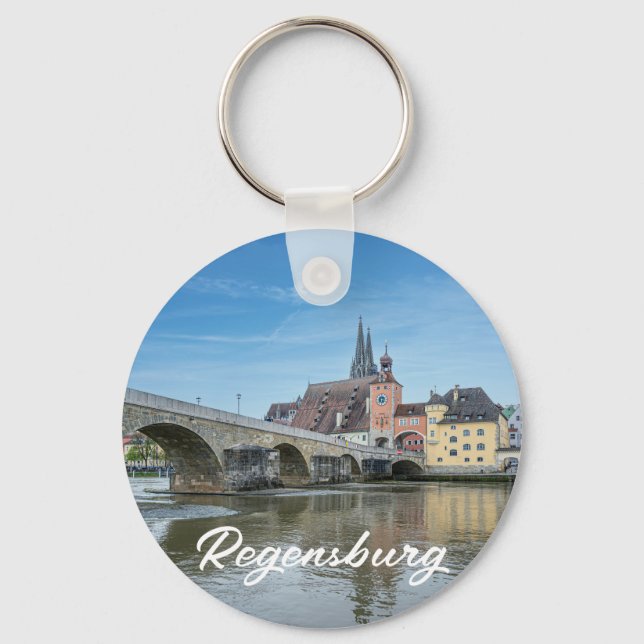 Stone Bridge i Regensburg, Tyskland Nyckelring (Framsida)