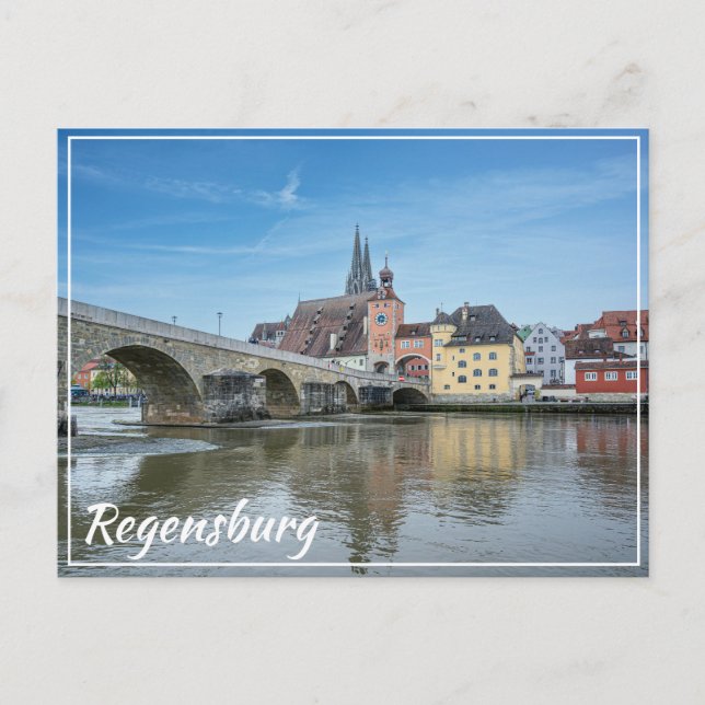 Stone Bridge i Regensburg, Tyskland Vykort (Framsida)