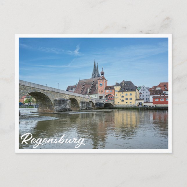 Stone Bridge i Regensburg, Tyskland Vykort (Framsida)