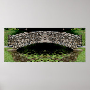 Stone Bridge Lilypads Nature Spegel Abstrakt Poster