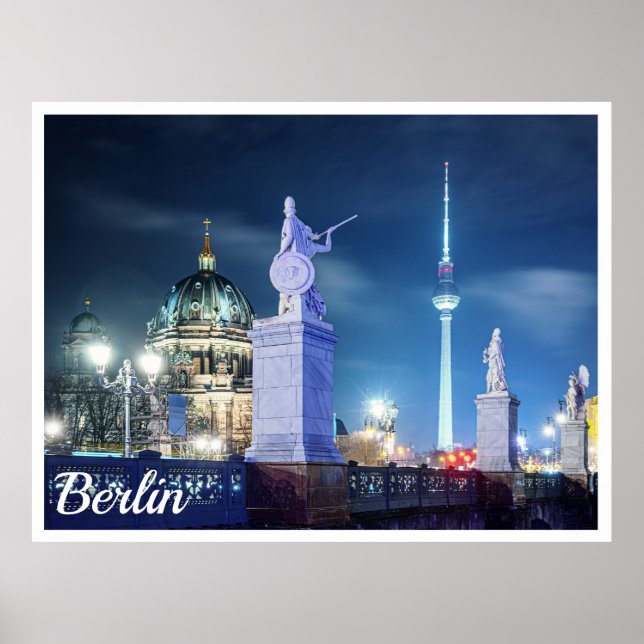 Stone bridge nära Berlins katedral i Tyskland Poster (Framsidan)