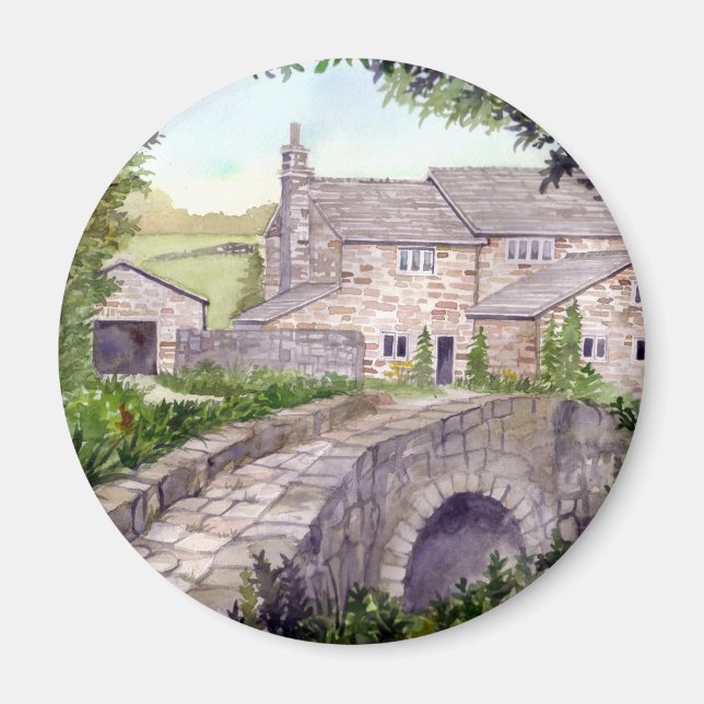 Stone Bridge Watercolor-målning Magnet (Framsidan)