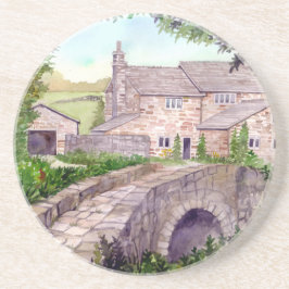 Stone Bridge Watercolor-målning Underlägg Sandsten