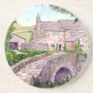 Stone Bridge Watercolor-målning Underlägg Sandsten