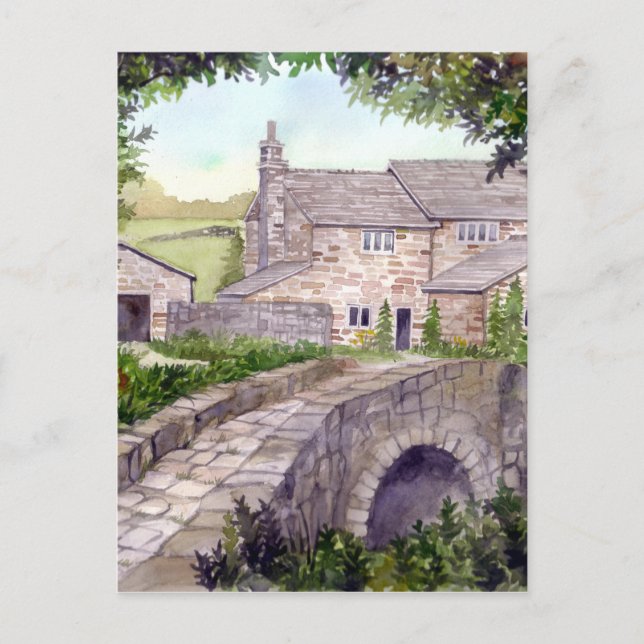Stone Bridge Watercolor-målning Vykort (Framsida)