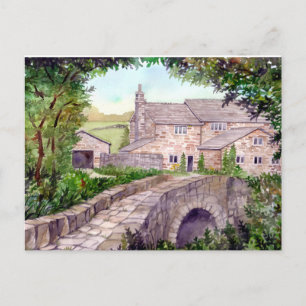 Stone Bridge Watercolor-målning Vykort