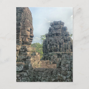 Stone Buddha Ansikte vid Bayon Temple, Angkor Vykort