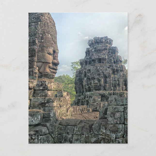 Stone Buddha Ansikte vid Bayon Temple, Angkor Vykort (Framsida)
