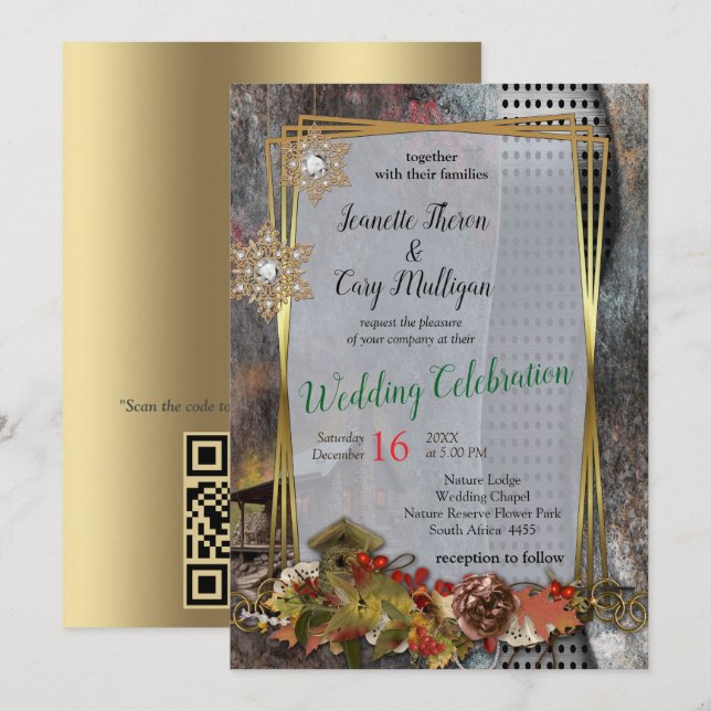 Stone Cabin i Rustic Family Inbjudningar (Fram/baksida)