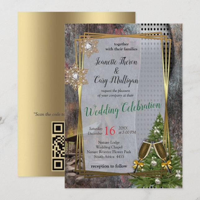 Stone Cabin i Rustic Family Inbjudningar (Fram/baksida)