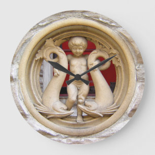 Stone Citizens granite putto och delfiner Stor Klocka