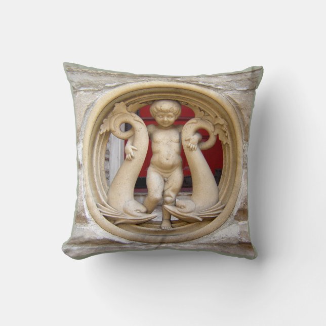Stone Citizens granite putto och delphins Kudde (Framsida)