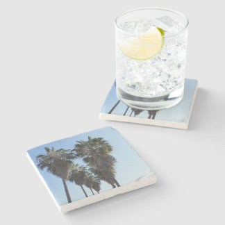 Stone Coaster Beach Home, Palm Tree Heart Photo Stenunderlägg