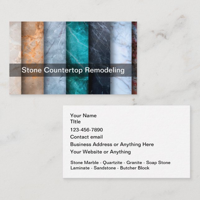 Stone Countertops Theme Business Cards  Visitkort (Fram/baksida)
