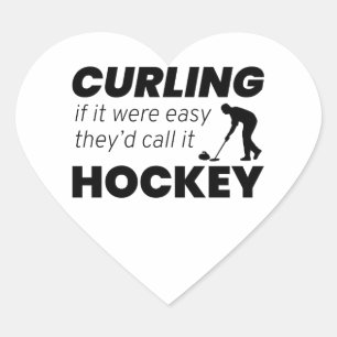 Stone Curling Hockey Winter Ice Sport Curler Joke Hjärtformat Klistermärke