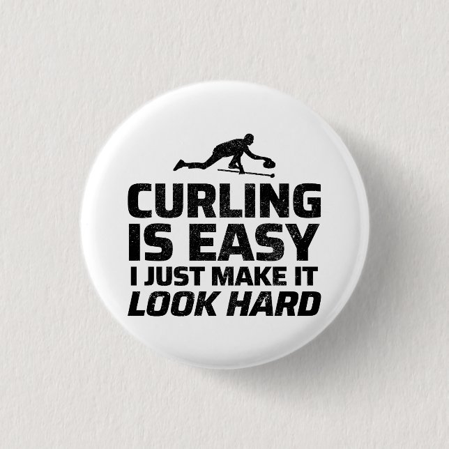 Stone Curling Winter Ice Sport Curler Funny Knapp (Framsida)