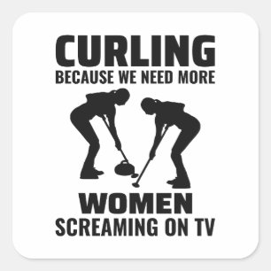 Stone Curling Winter Ice Sport Curler Fyrkantigt Klistermärke