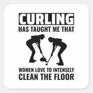 Stone Curling Winter Ice Sport Curler Fyrkantigt Klistermärke
