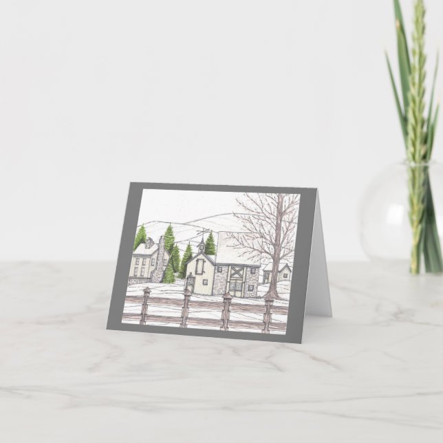 Stone Farm Grått-anteckningskort Tack Kort (Framsida)