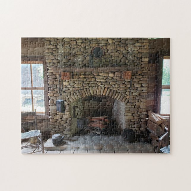 Stone Fireplace i 1800-talets hem Pussel (Horisontell)