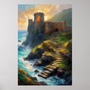 Stone Fortress Ruins by the Ocean's Kant Poster
