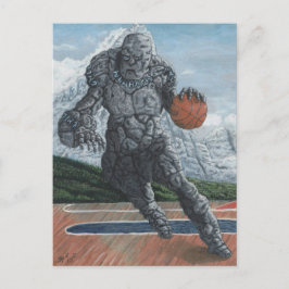 Stone Golem Basketball Player Fantasy Art Postcard Vykort