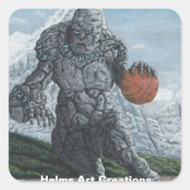 Stone Golem Basketball Player Fantasy Art Stickers Fyrkantigt Klistermärke