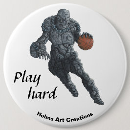 Stone Golem Basketball Sport Fantasy Art Button Knapp