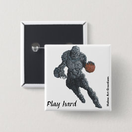 Stone Golem Basketball Sports Fantasy Art Button Knapp