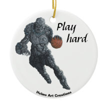 Stone Golem Basketball Sports Fantasy Ornament
