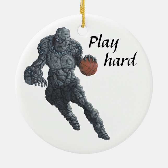 Stone Golem Basketball Sports Fantasy Ornament (Baksidan)