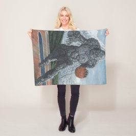 Stone Golem spelar basketball Fantasy Art Blanket Fleecefilt