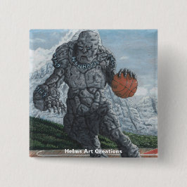 Stone Golem spelar basketball Fantasy Art Button Knapp