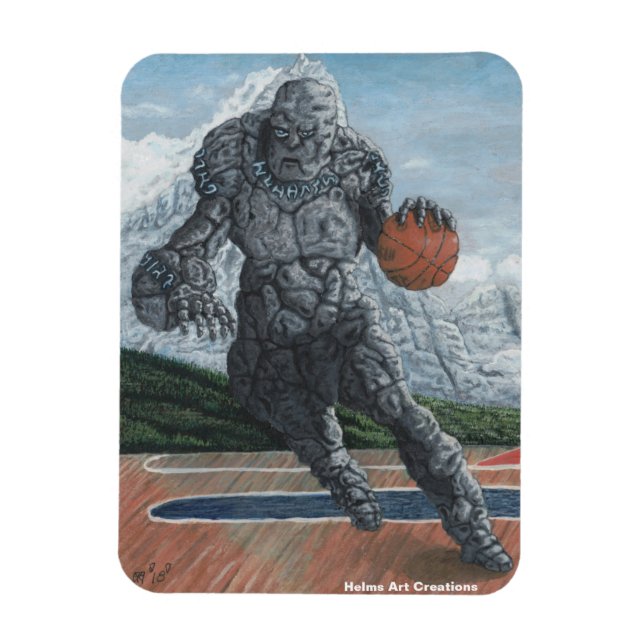 Stone Golem spelar basketboll Flexible Magnet (Vertikal)