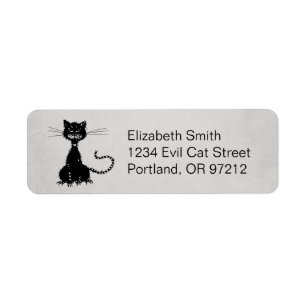 Stone Grått Ragged Evil Black Cat Returadress Etikett