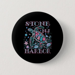 Stone Harbor Nj Sköldpaddsentusiast Färgglatt Stra Knapp