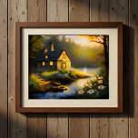 Stone House on the River 4 Poster<br><div class="desc">Stone House on the River 4 This peaceful painting of a stone house nestled in the woods along a gently flowing river captures the tranquility and charm of nature. With rich textures, earthy tones, and serene water reflections, it brings a cozy, rustic ambiance to any space. Perfect for cabin décor,...</div>