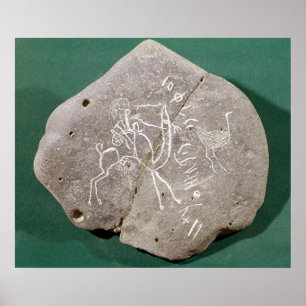 Stone inskriven med en jägare i öknen poster