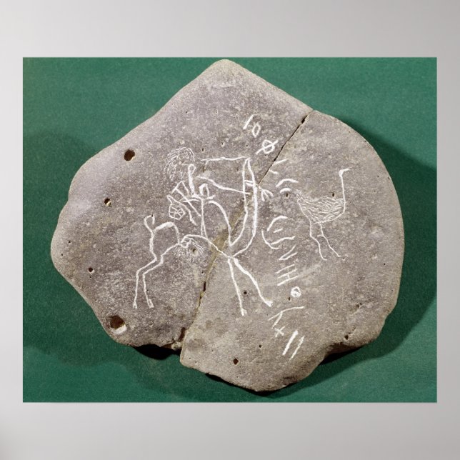 Stone inskriven med en jägare i öknen poster (Framsidan)