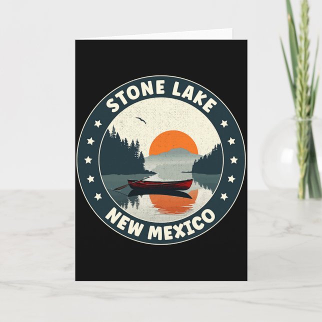 Stone Lake New Mexico Solnedgång T Shirt  Kort (Framsida)