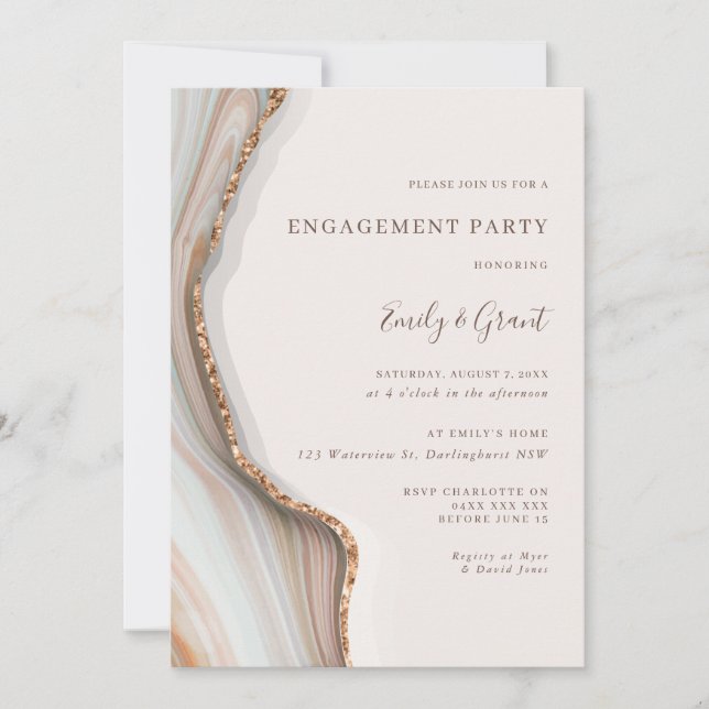 Stone Marble Agate Couples Shower-inbjudan Inbjudningar (Framsida)