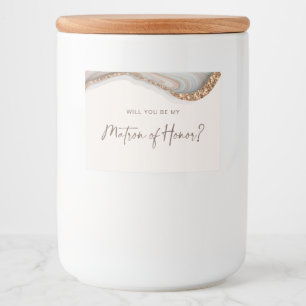 Stone Marble Agate Matron of Honor Candle Label Mat Etiketter