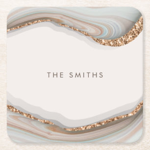 Stone Marble Agate Underlägg Papper Kvadrat