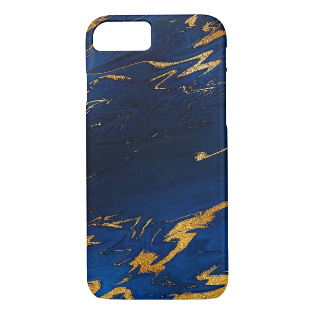 Stone Marble Cobalt Blue Guld Black iPhone Samsung Case-Mate iPhone Skal (Baksida)