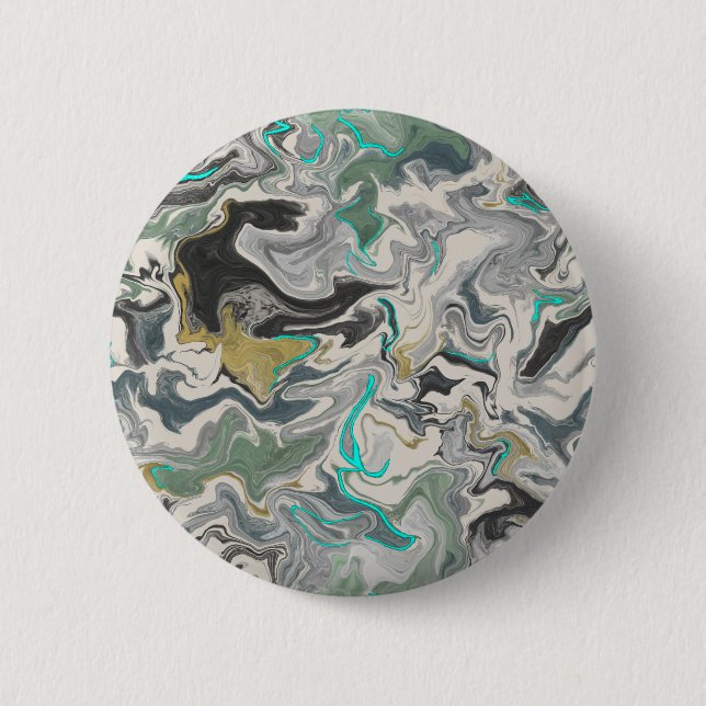 Stone Marbling with Turquoise Veins 2 1/4" Round Knapp (Framsida)