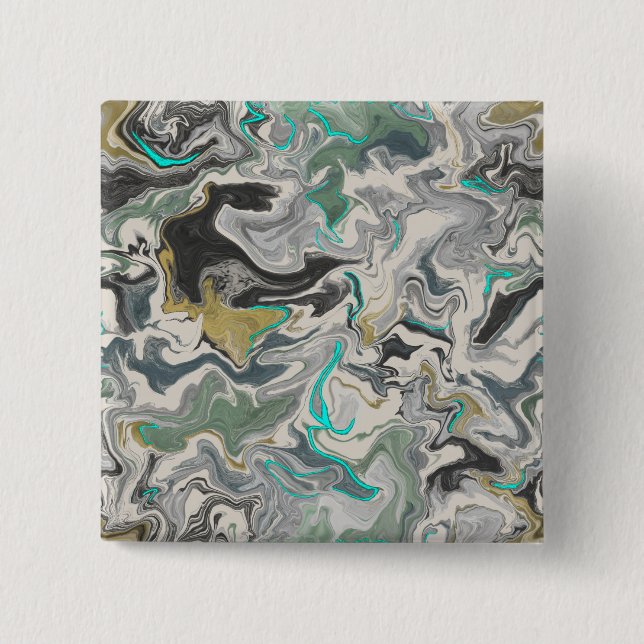 Stone Marbling with Turquoise Veins 2" Square Knapp (Framsida)