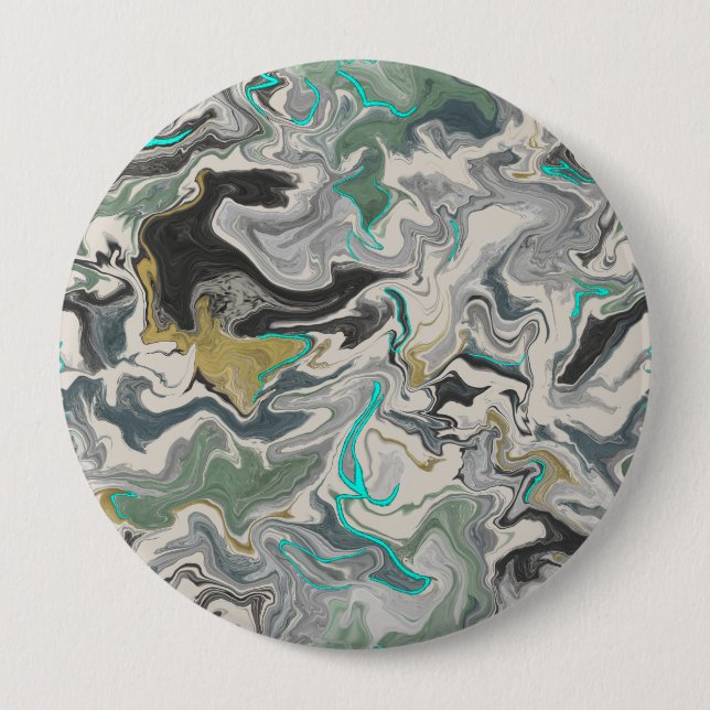 Stone Marbling with Turquoise Veins 4" Round Knapp (Framsida)