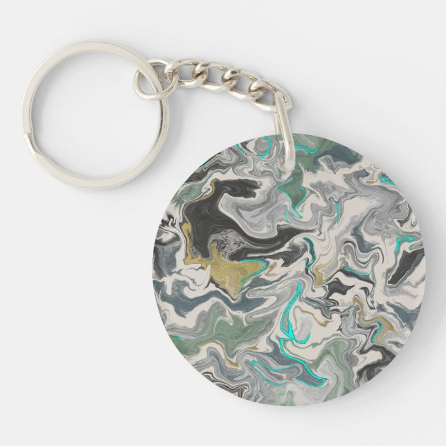 Stone Marbling with Turquoise Veins Acrylic Circle (Framsidan)