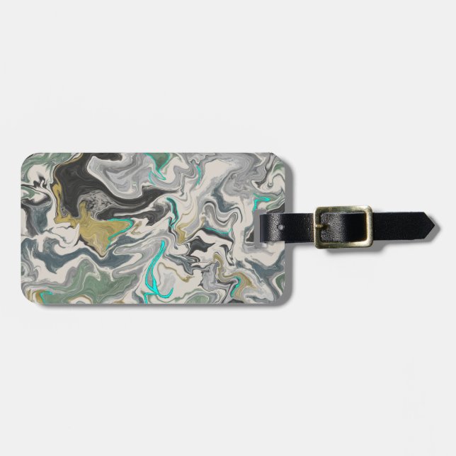 Stone Marbling with Turquoise Veins Double-sided Bagagebricka (Horisontell Framsida)