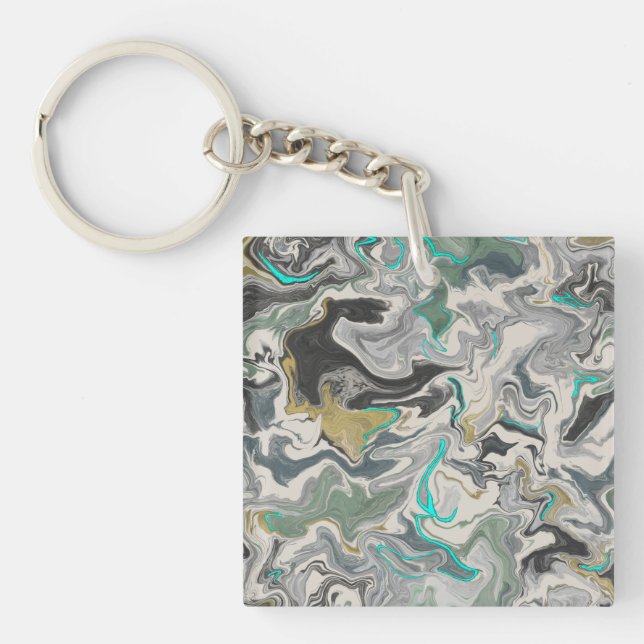 Stone Marbling with Turquoise Veins Square Acrylic (Framsidan)